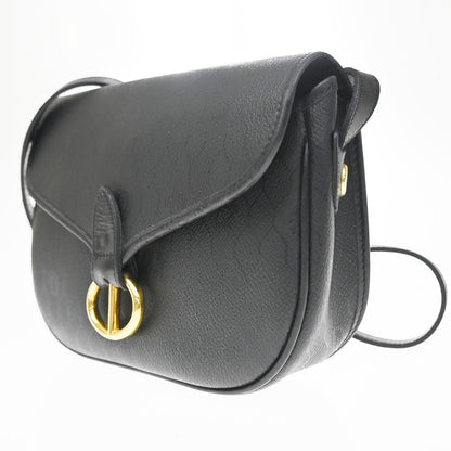 Christian Dior Vintage Honeycomb Flap Coated Canvas, Black, Canvas, Shoulder Bag