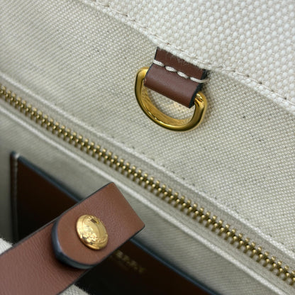 Burberry Freya Shopping Canvas with Leather, Beige, Canvas, Tote Bag