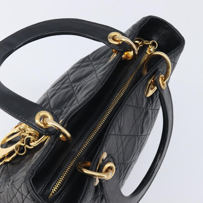 Christian Dior Vintage Lady Dior Cannage Quilt Lambskin, Black, Leather, Handbag