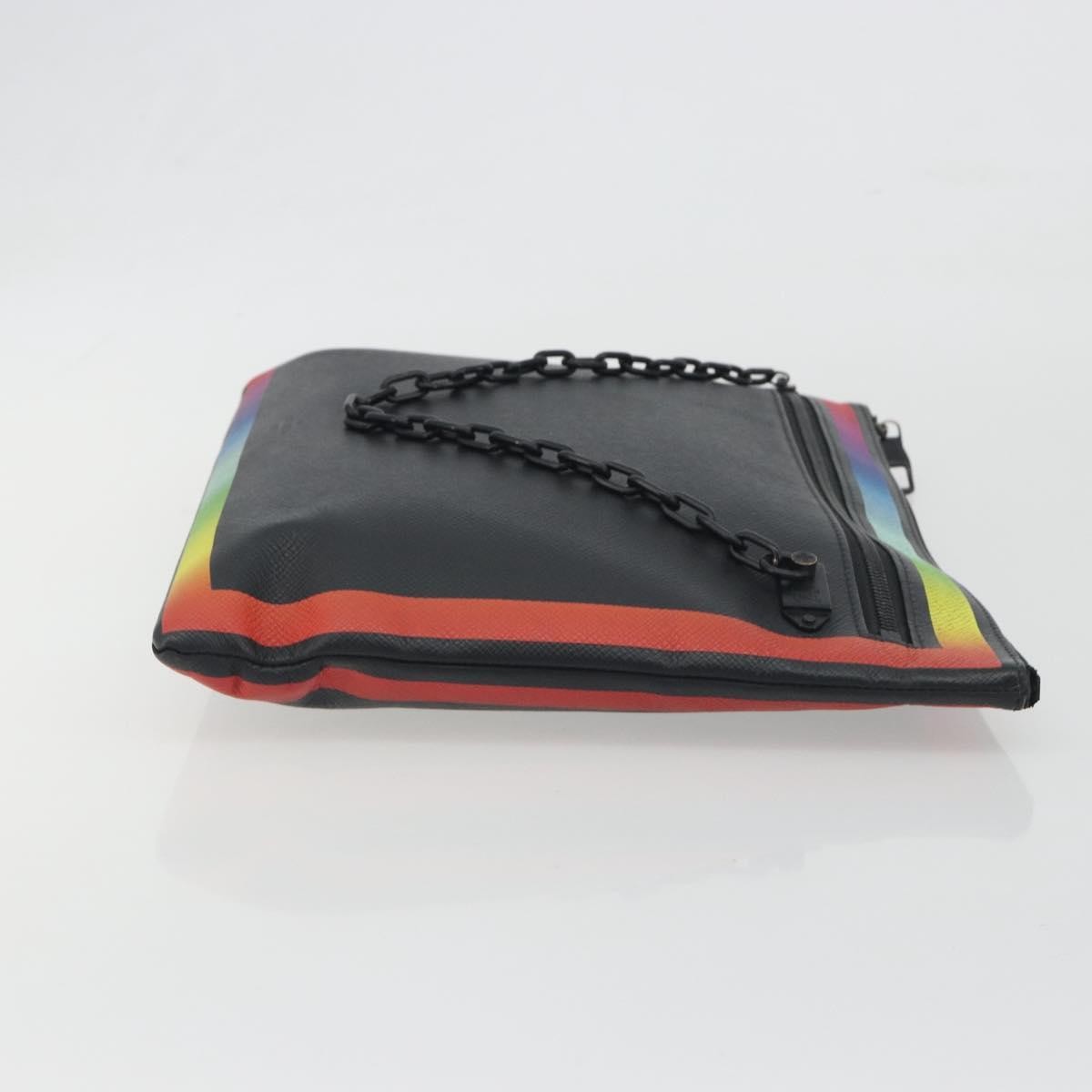 Louis Vuitton Pochette A4 Rainbow Taiga Leather, Black, Leather, Clutch