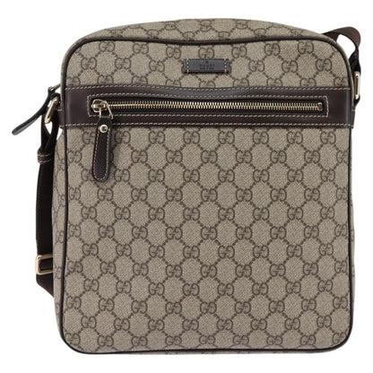 Gucci Front Zip Messenger GG Coated Canvas, Beige, Canvas, Crossbody Bag