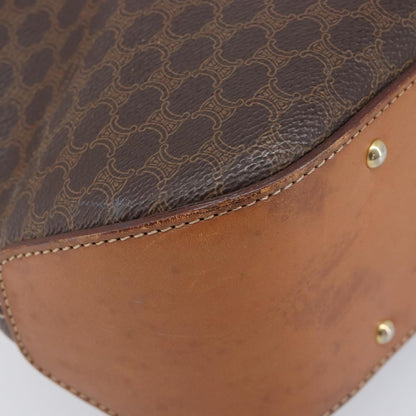 Celine Macadam Shoulder Leather, Brown, Canvas, Crossbody Bag