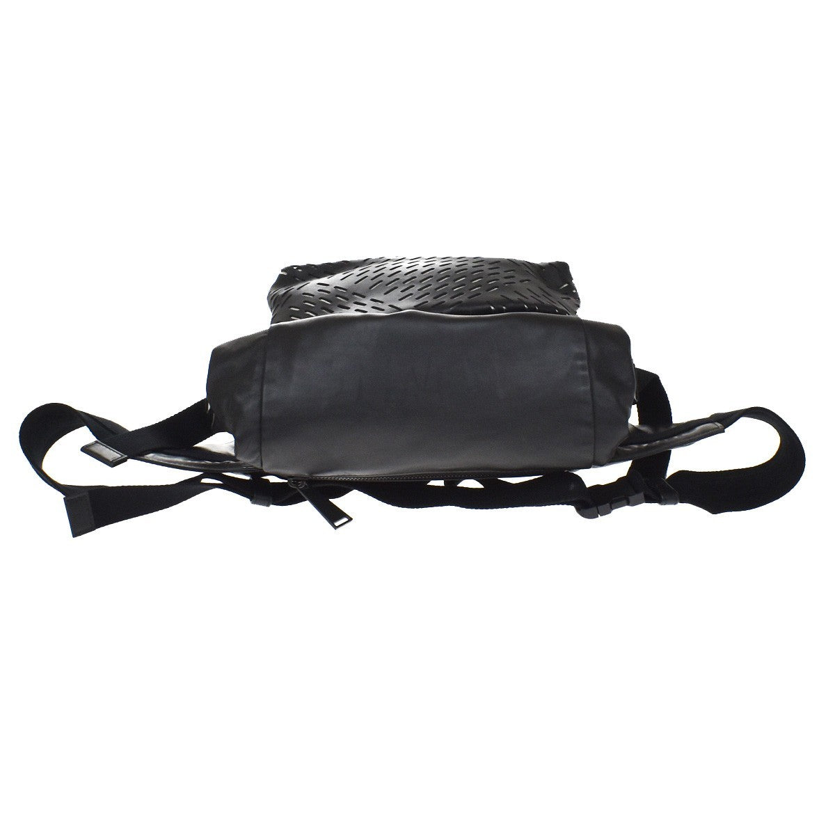 Bottega Veneta Folding Top Belt Perforated Leather, Black, Leather, Handbag