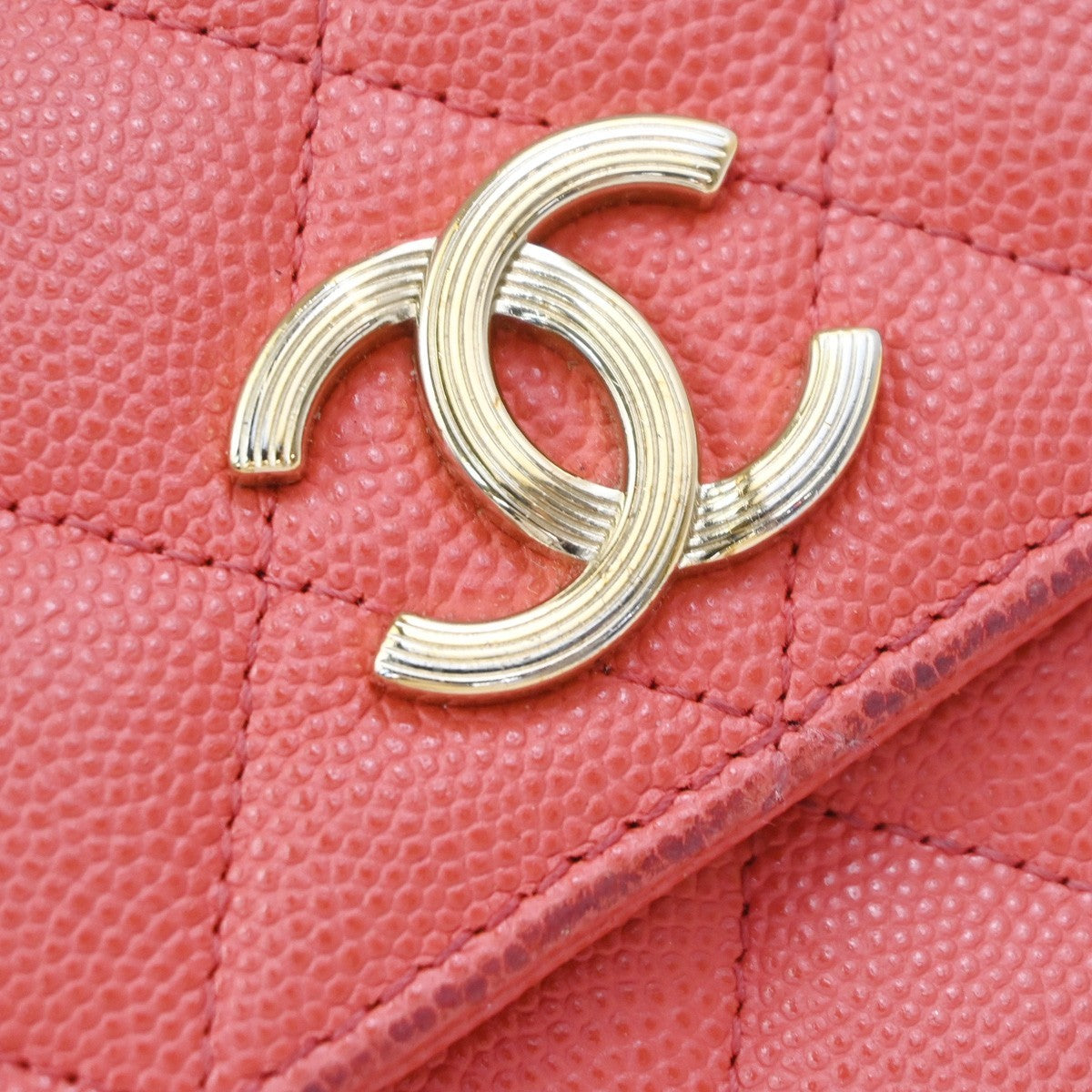 Chanel CC French Flap Quilted Calfskin, Red, Leather, Wallet