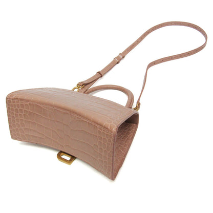 Balenciaga Hourglass Crocodile Embossed, Pink, Leather, Handbag