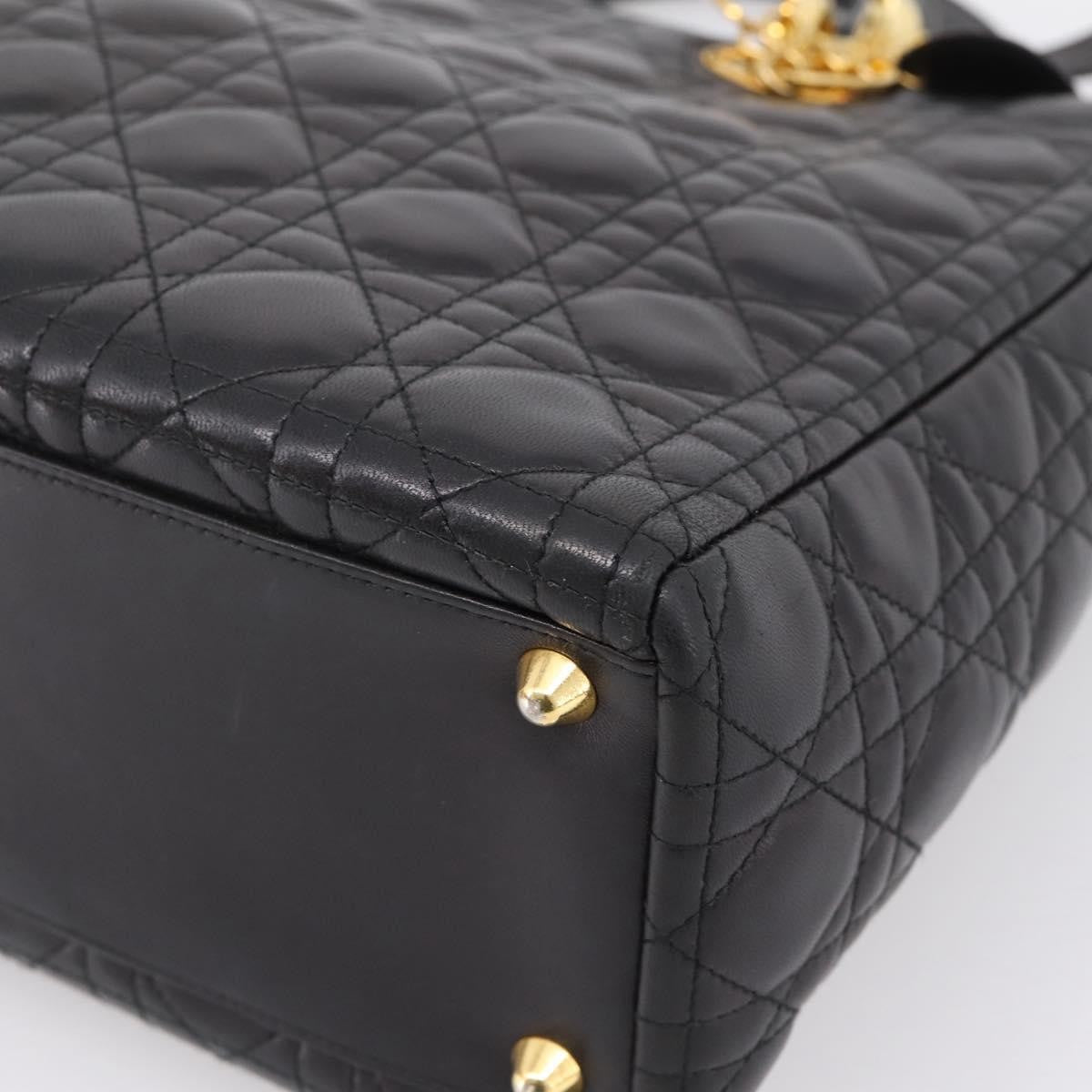 Christian Dior Vintage Lady Dior Cannage Quilt Lambskin, Black, Leather, Handbag