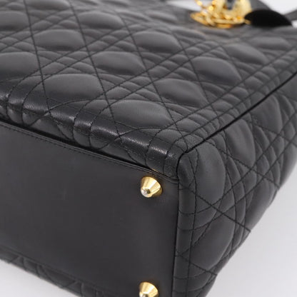 Christian Dior Vintage Lady Dior Cannage Quilt Lambskin, Black, Leather, Handbag
