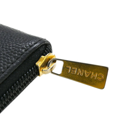 Chanel Portefeuille long CC logo calfskin leather, Black, Leather, Wallet