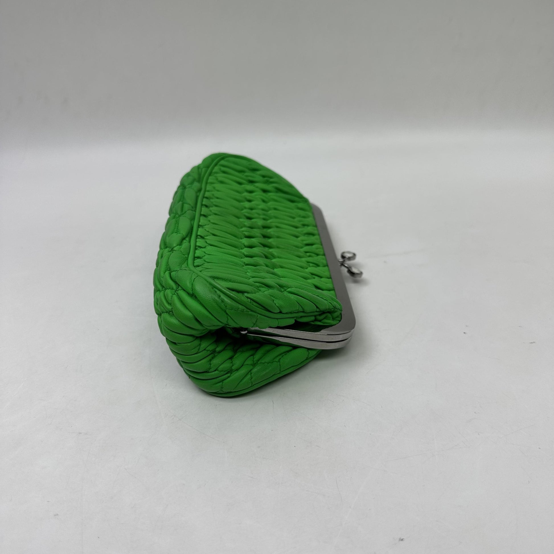 Miu Miu Frame Clutch Matelasse Lux Kiss Lock Clutch, Green, Leather, Clutch