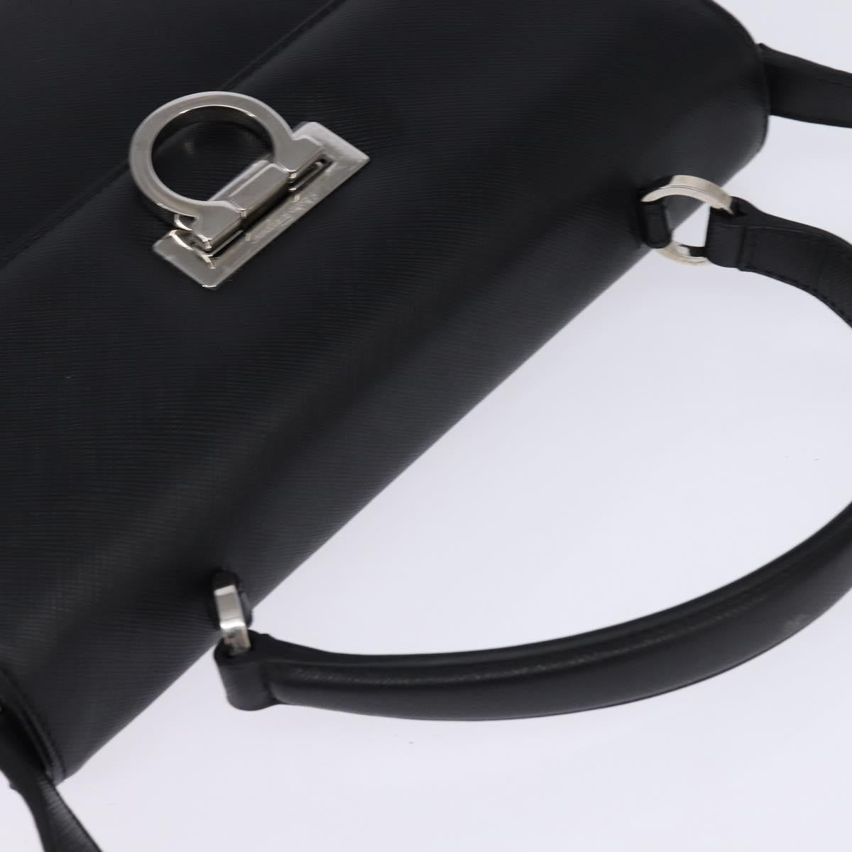 Salvatore Ferragamo Convertible Top Handle Leather, Black, Leather, Handbag