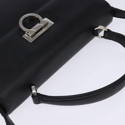 Salvatore Ferragamo Convertible Top Handle Leather, Black, Leather, Handbag