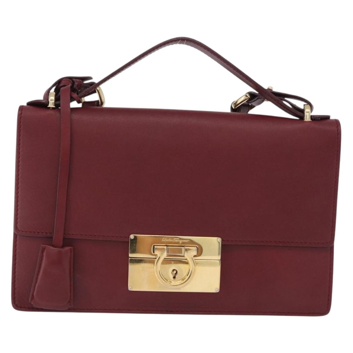 Salvatore Ferragamo Aileen Leather, Burgundy, Leather, Shoulder Bag
