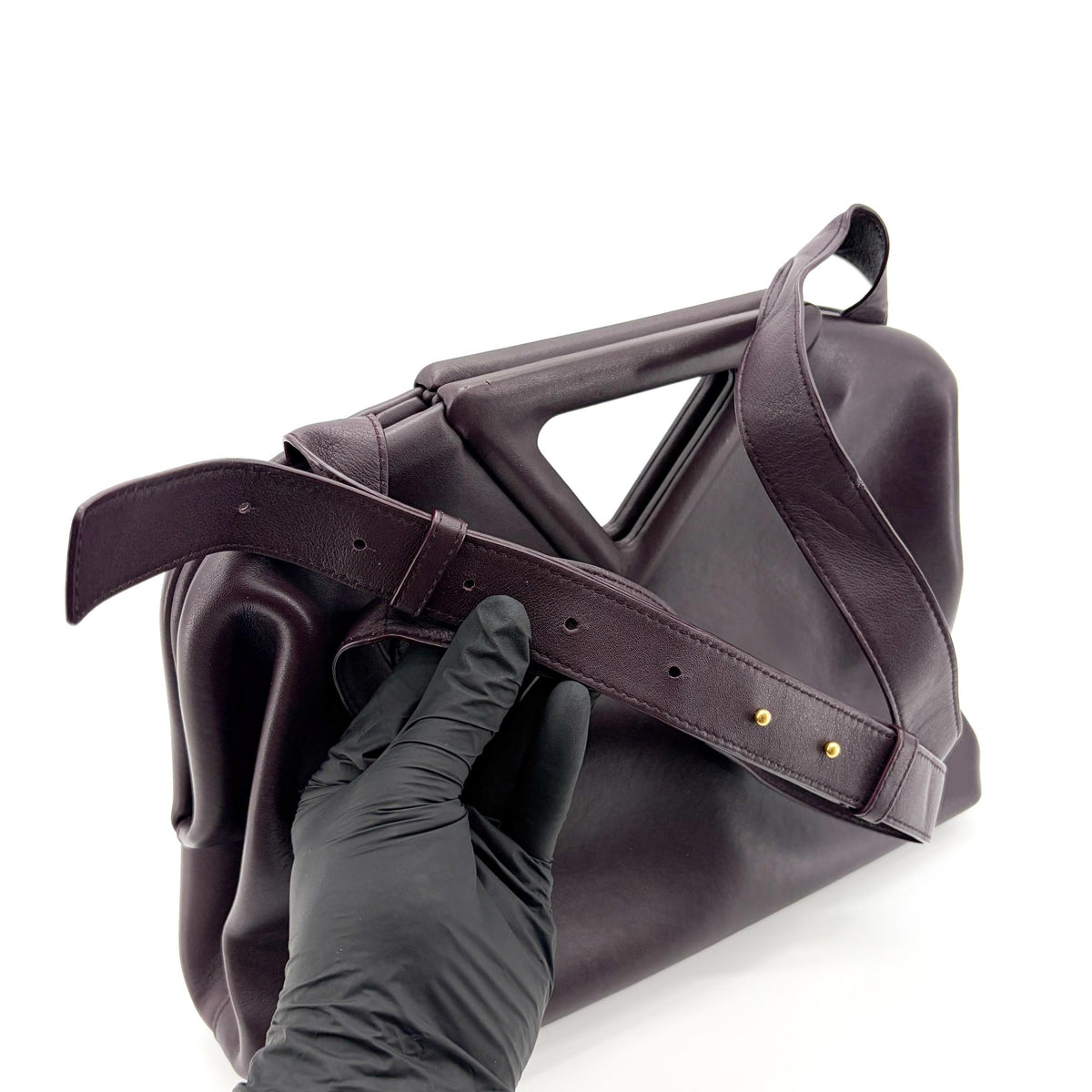 Bottega Veneta Point Leather, Purple, Leather, Shoulder Bag