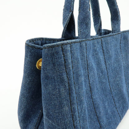Prada Canapa Convertible Denim, Blue, Denim, Tote Bag