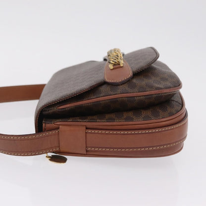 Celine Macadam Shoulder Canvas, Brown, Canvas, Crossbody Bag