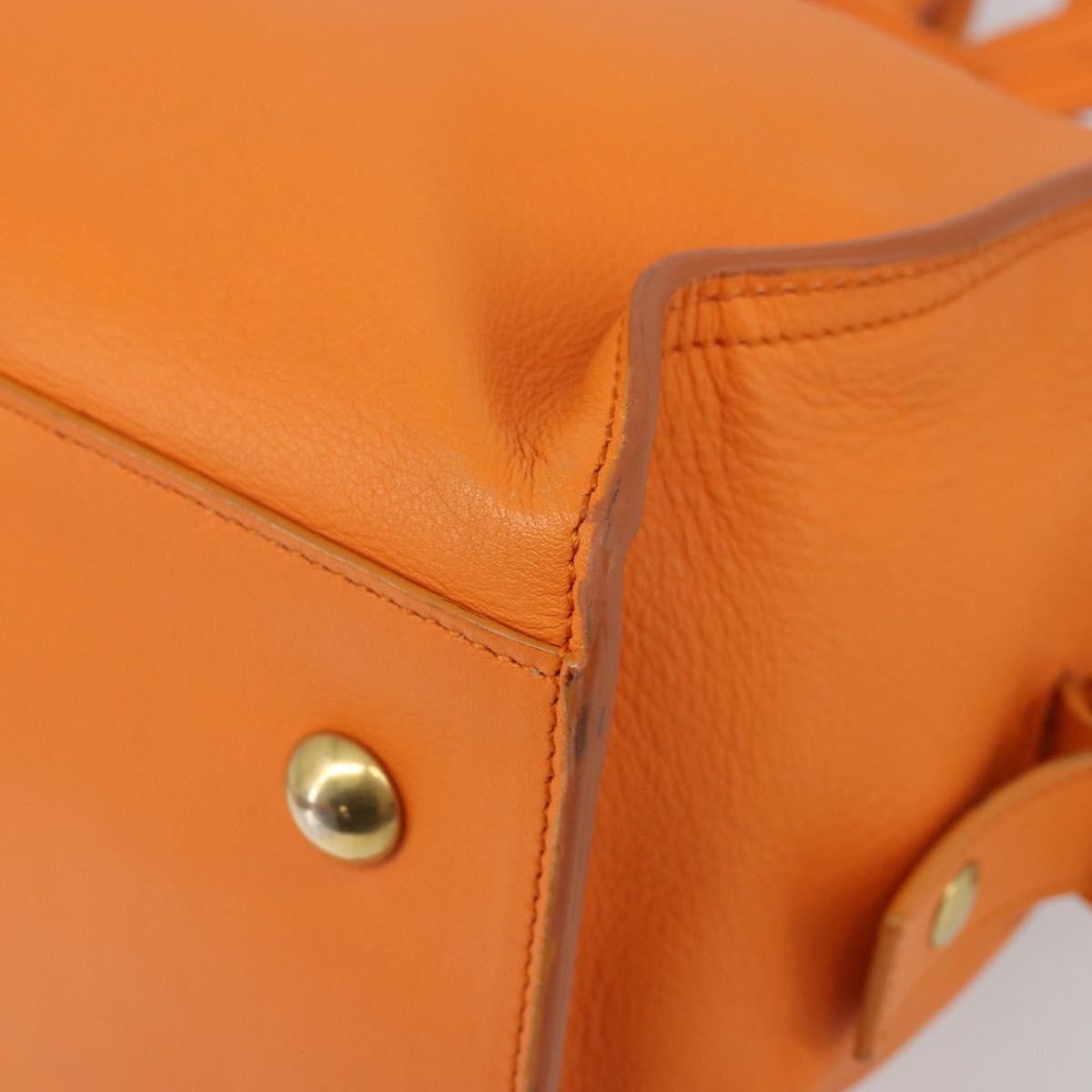 Saint Laurent Classic Y Cabas Leather, Orange, Leather, Tote Bag