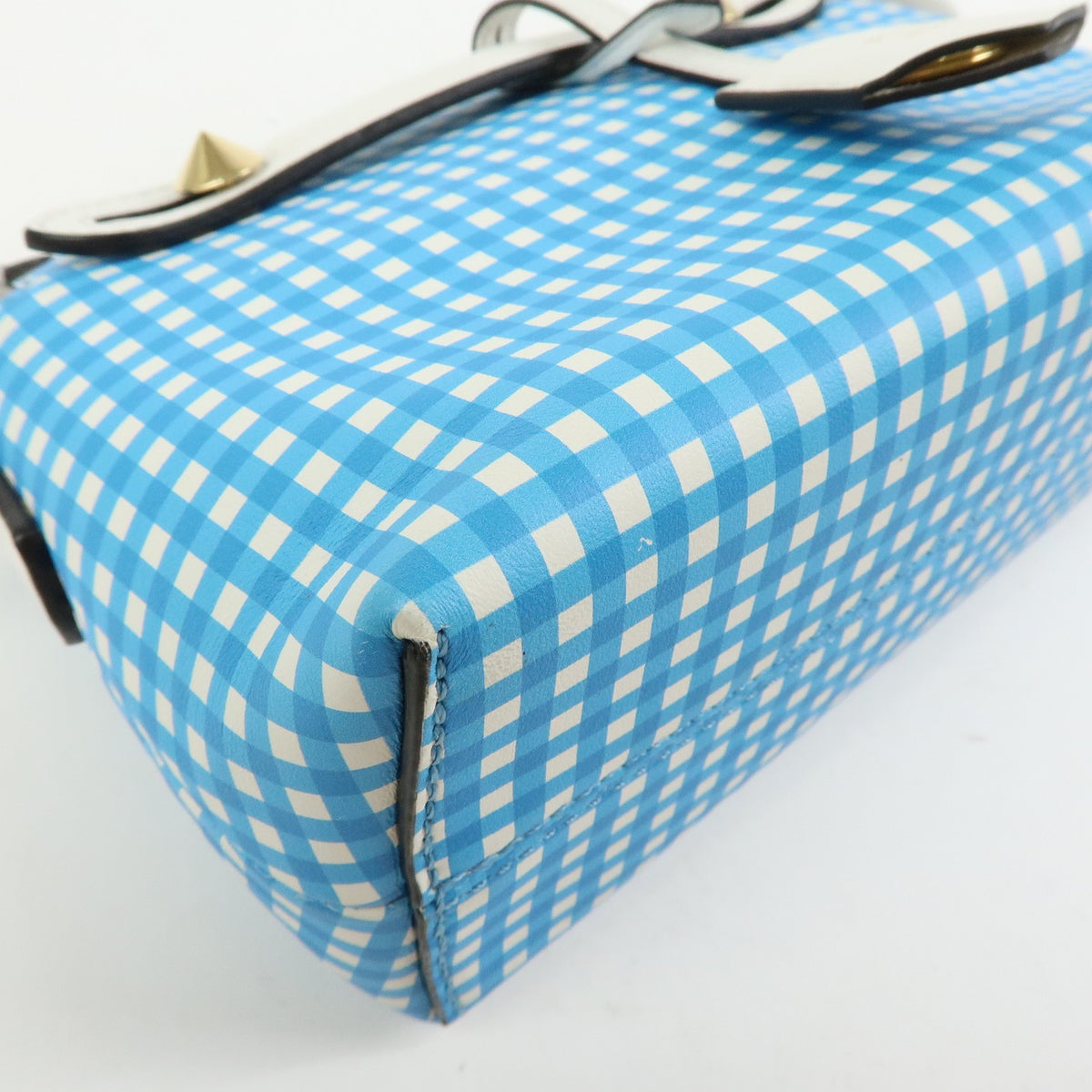 Fendi By The Way Satchel Printed Leather, Blue, Leather, Handbag