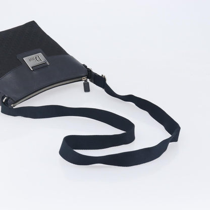 Christian Dior Vintage Street Chic Messenger Diorissimo Canvas and Leather, Black, Canvas, Handbag