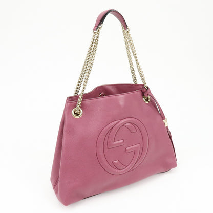 Gucci Soho Chain Strap Leather, Purple, Leather, Shoulder Bag