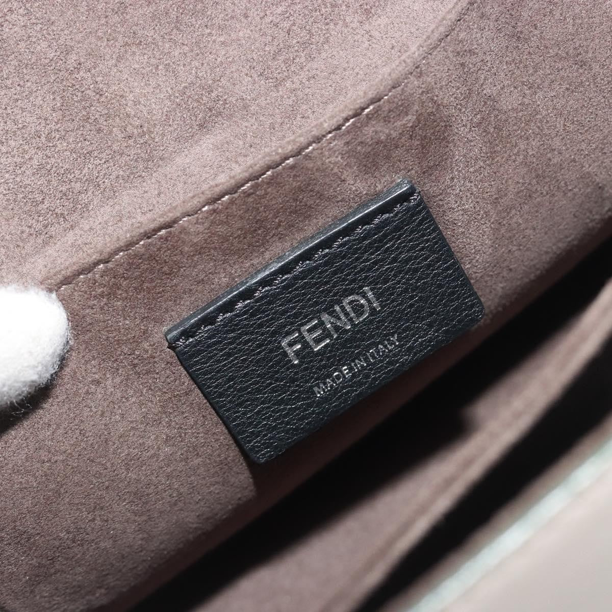 Fendi Kan I Leather, Gray, Leather, Shoulder Bag