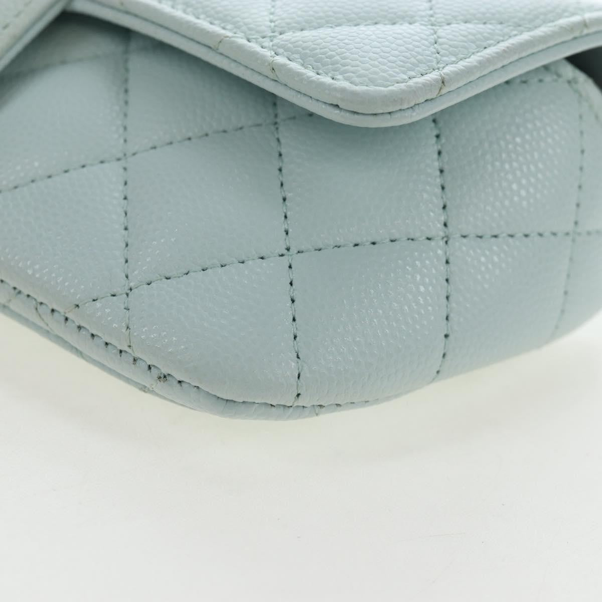 Chanel Classic Sunglasses Case with Chain Quilted Caviar, Blue, Calfskin, Clutch