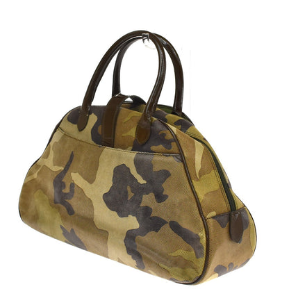 Christian Dior Vintage Saddle Bowler Camouflage Printed Pixelated Leather, Khaki, Canvas, Handbag
