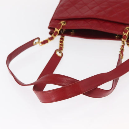 Chanel Vintage Slit Pocket Quilted Lambskin, Red, Leather, Shoulder Bag