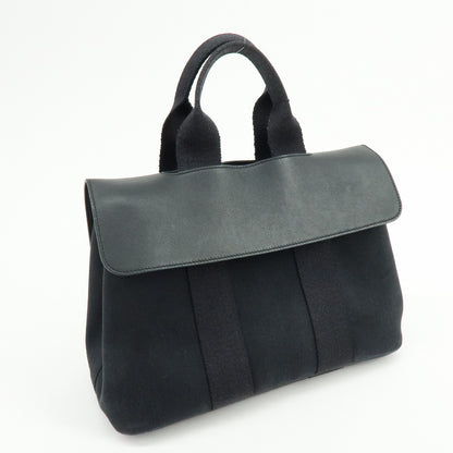 Hermes Valparaiso Toile and Leather, Black, Canvas, Handbag
