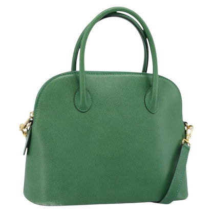 Celine Vintage Convertible Bowler Leather, Green, Leather, Handbag