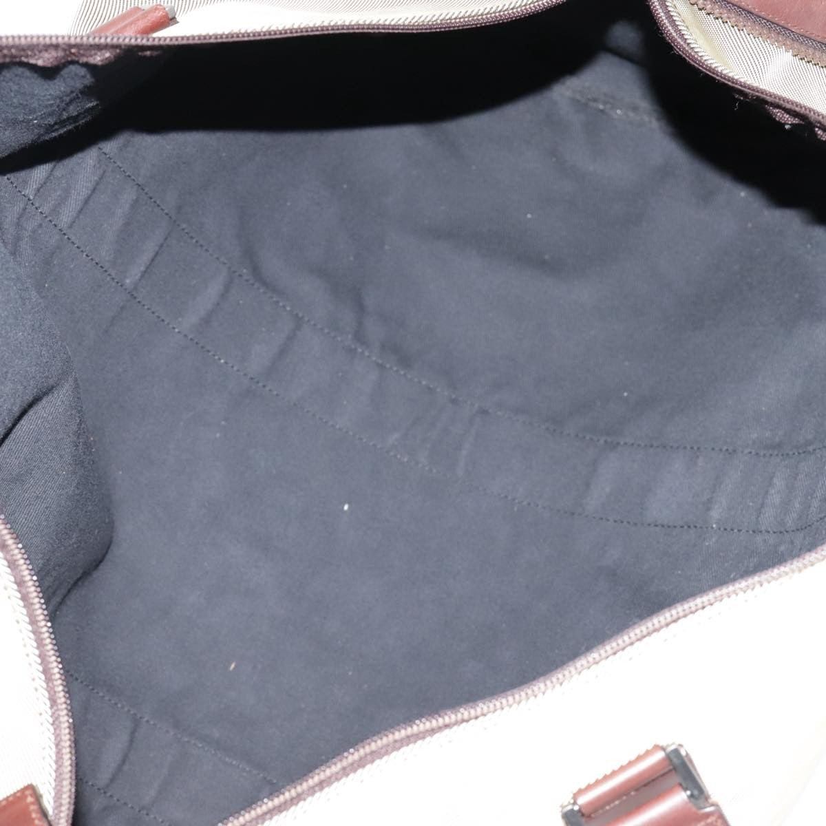 Salvatore Ferragamo Boston Leather, Beige, Canvas, Handbag