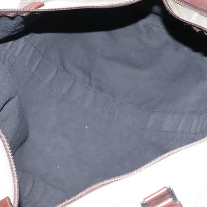 Salvatore Ferragamo Boston Leather, Beige, Canvas, Handbag