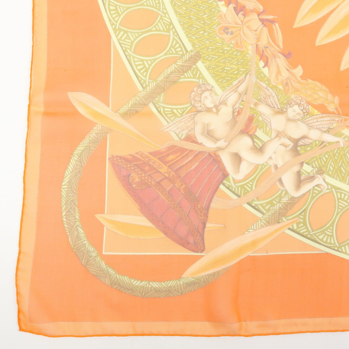 Chanel Carré 90 Silk, Orange, Silk, Scarf