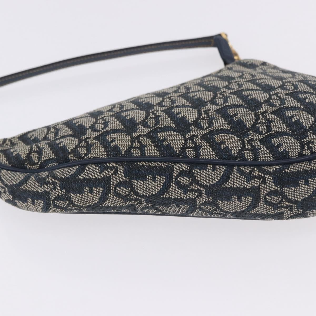 Christian Dior Vintage Saddle Bag Canvas, Navy, Canvas, Clutch