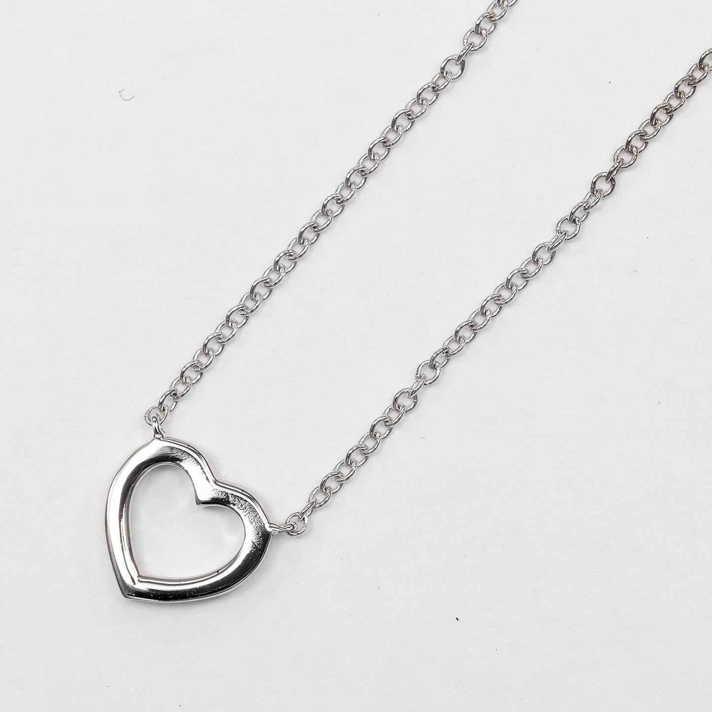 Tiffany & Co. Metro Heart Pendant 18K White Gold and Diamonds, Silver, White Gold, Necklace