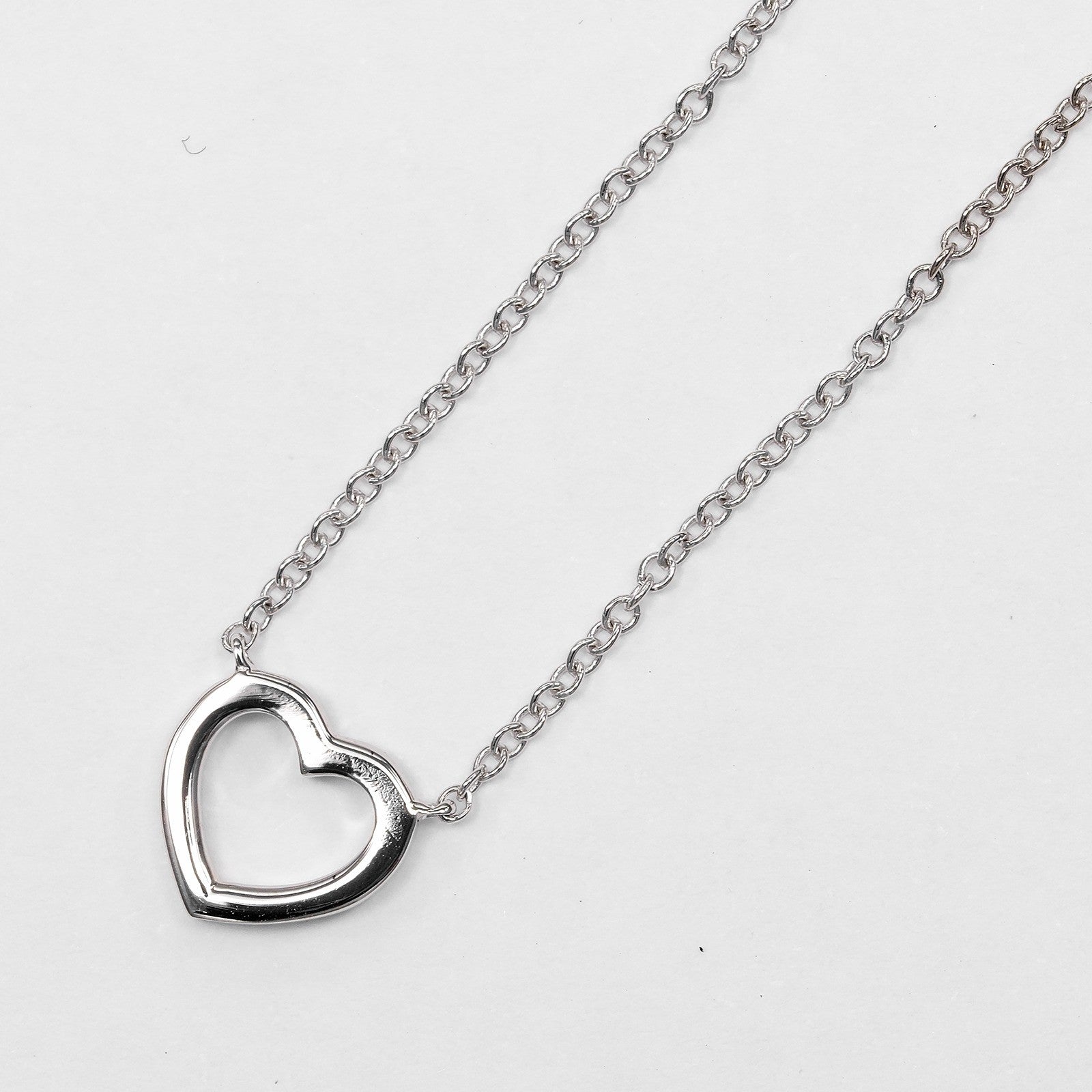 Tiffany & Co. Metro Heart Pendant 18K White Gold and Diamonds, Silver, White Gold, Necklace
