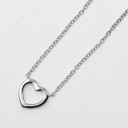 Tiffany & Co. Metro Heart Pendant 18K White Gold and Diamonds, Silver, White Gold, Necklace