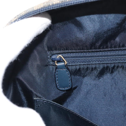 Christian Dior Vintage Saddle Bowler Diorissimo Canvas, Navy, Canvas, Handbag