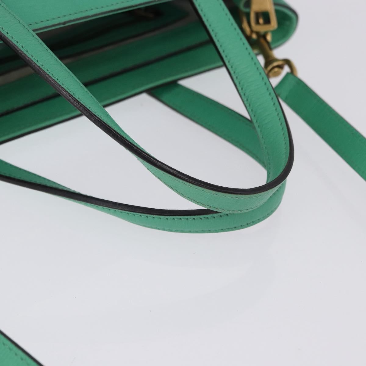 Gucci Bright Bit Convertible Leather, Green, Leather, Tote Bag