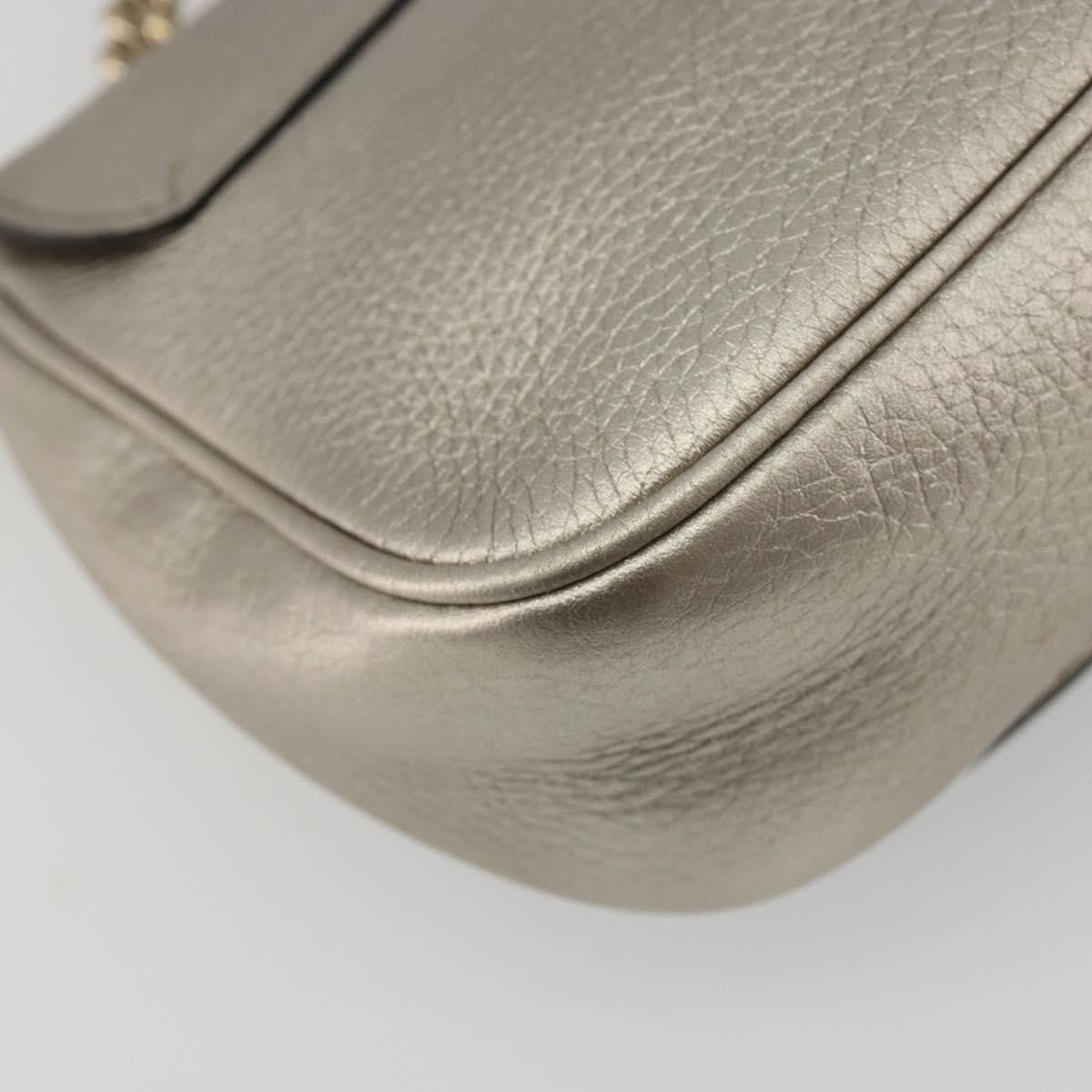 Gucci Soho Chain Leather, Silver, Leather, Shoulder Bag