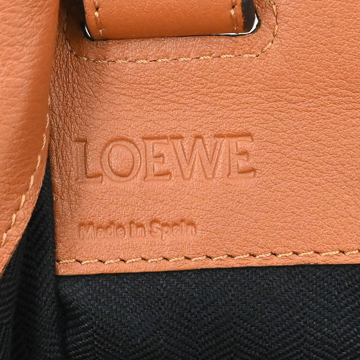 Loewe Hammock Leather, Brown, Leather, Handbag