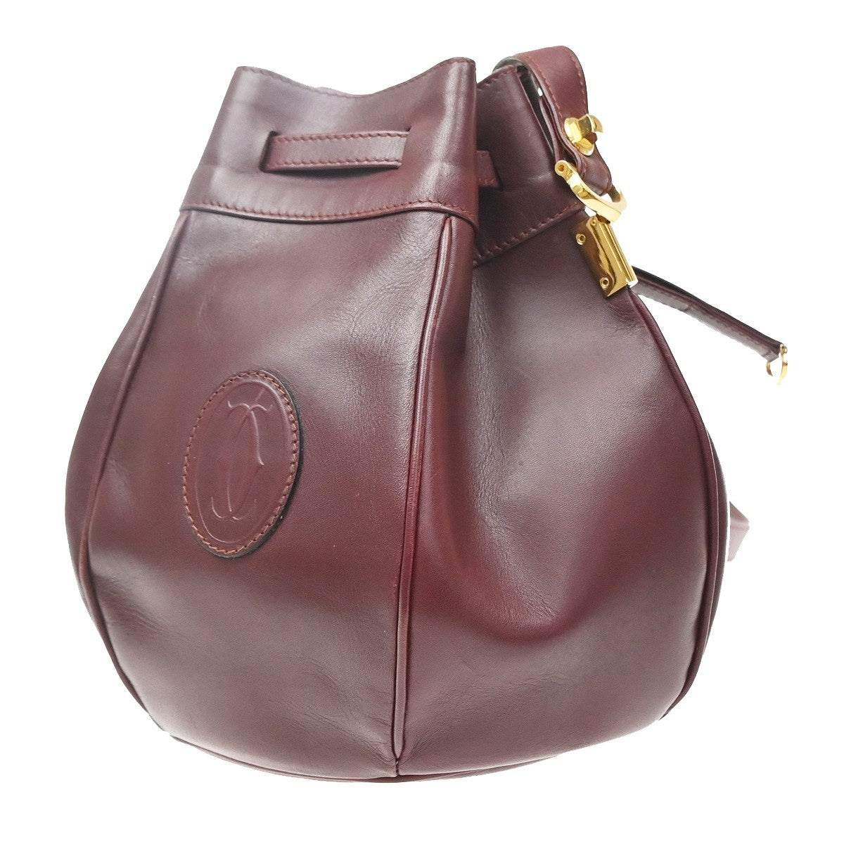 Cartier Must de cartier Leather, Burgundy, Leather, Shoulder Bag