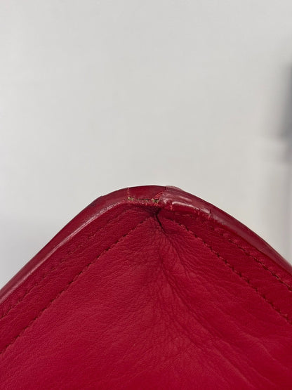 Saint Laurent Classic Y Cabas Leather, Red, Leather, Tote Bag