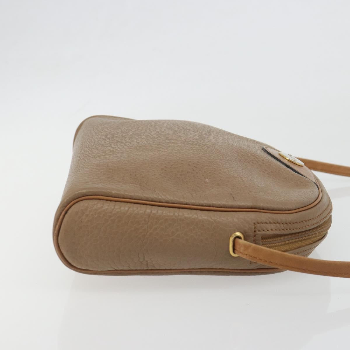Christian Dior Vintage CD Logo Leather, Beige, Leather, Shoulder Bag