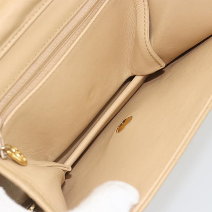 Chanel Vintage Clutch with Chain Quilted Leather, Beige, Leather, Clutch
