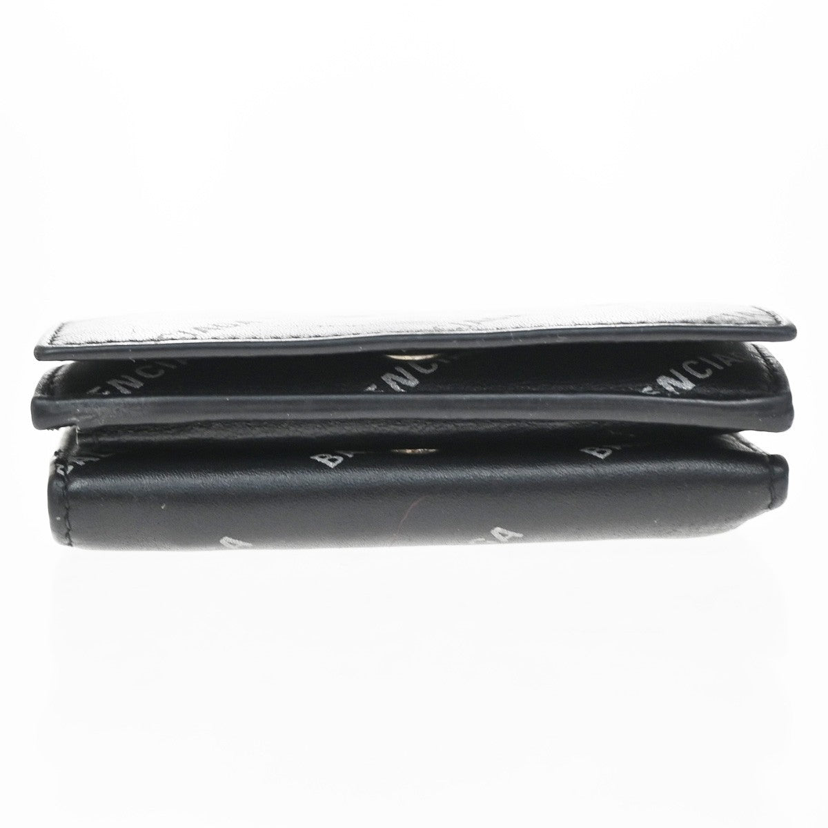 Balenciaga Logo Trifold Wallet Leather, Black, Leather, Clutch