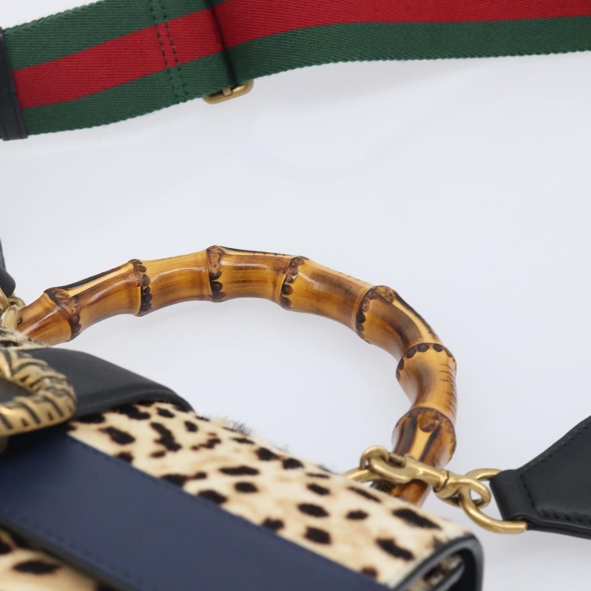 Gucci Dionysus Bamboo Top Handle Printed Pony Hair with Leather, Beige, Leather, Handbag
