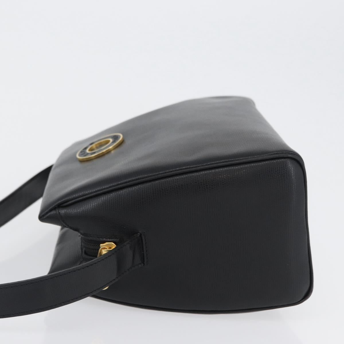 Celine Circle Logo Leather, Black, Leather, Shoulder Bag