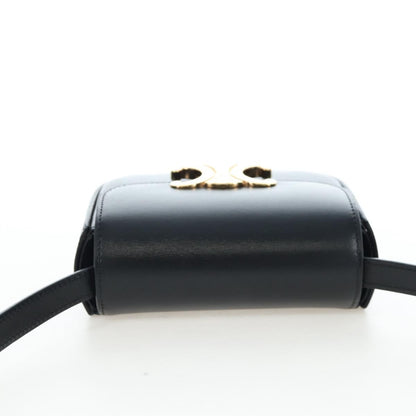 Celine Triomphe Smooth Calfskin, Black, Leather, Shoulder Bag