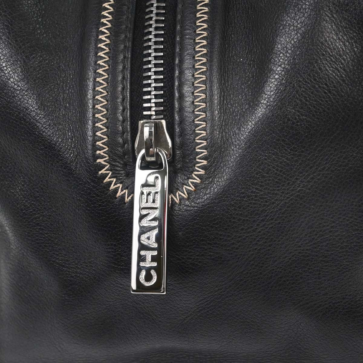 Chanel CC Bowler Leather, Black, Leather, Handbag