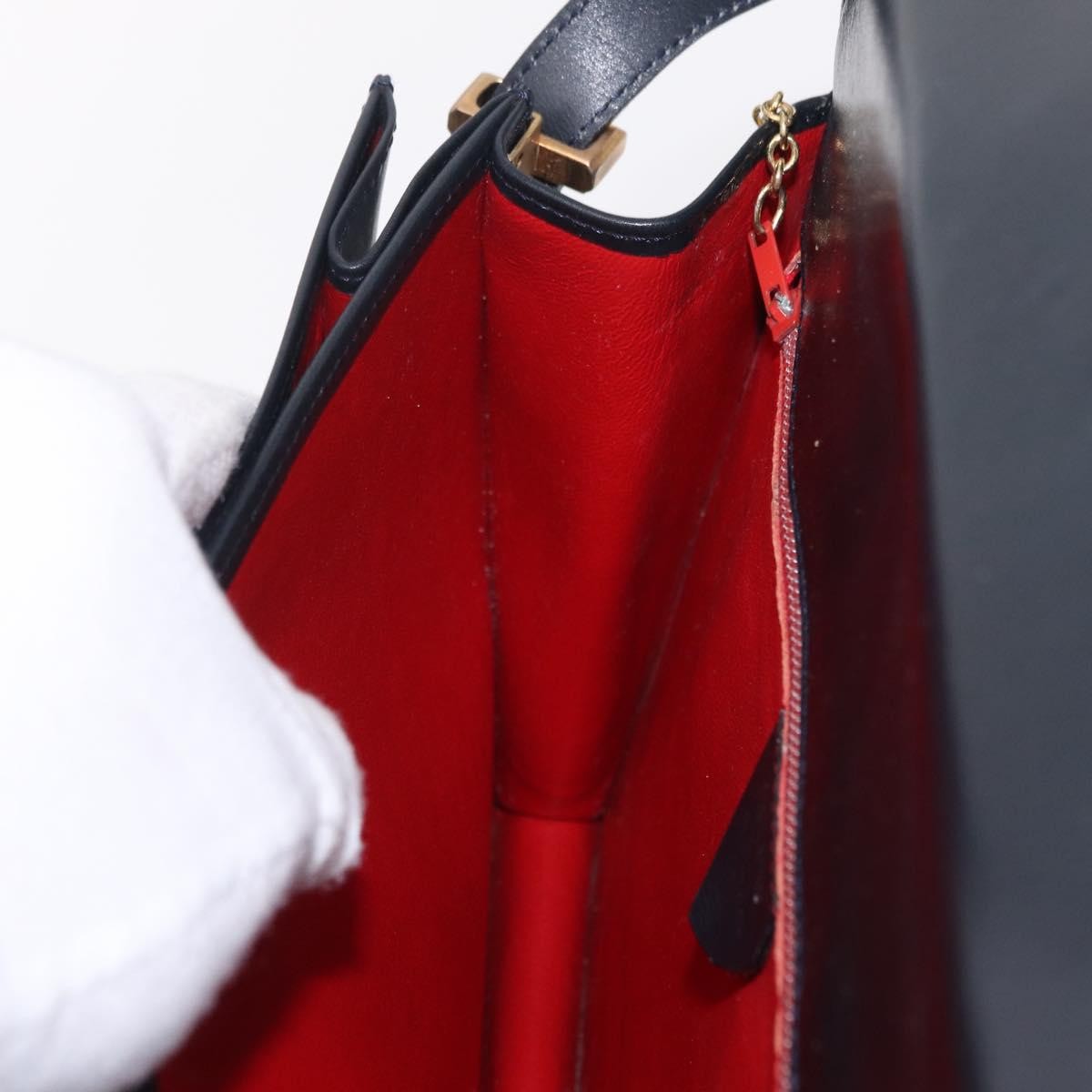 Celine Shoulder Leather, Navy, Leather, Shoulder Bag